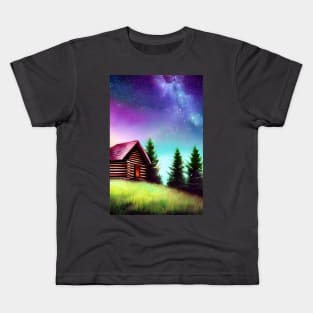 Galaxy Log Cabin Kids T-Shirt